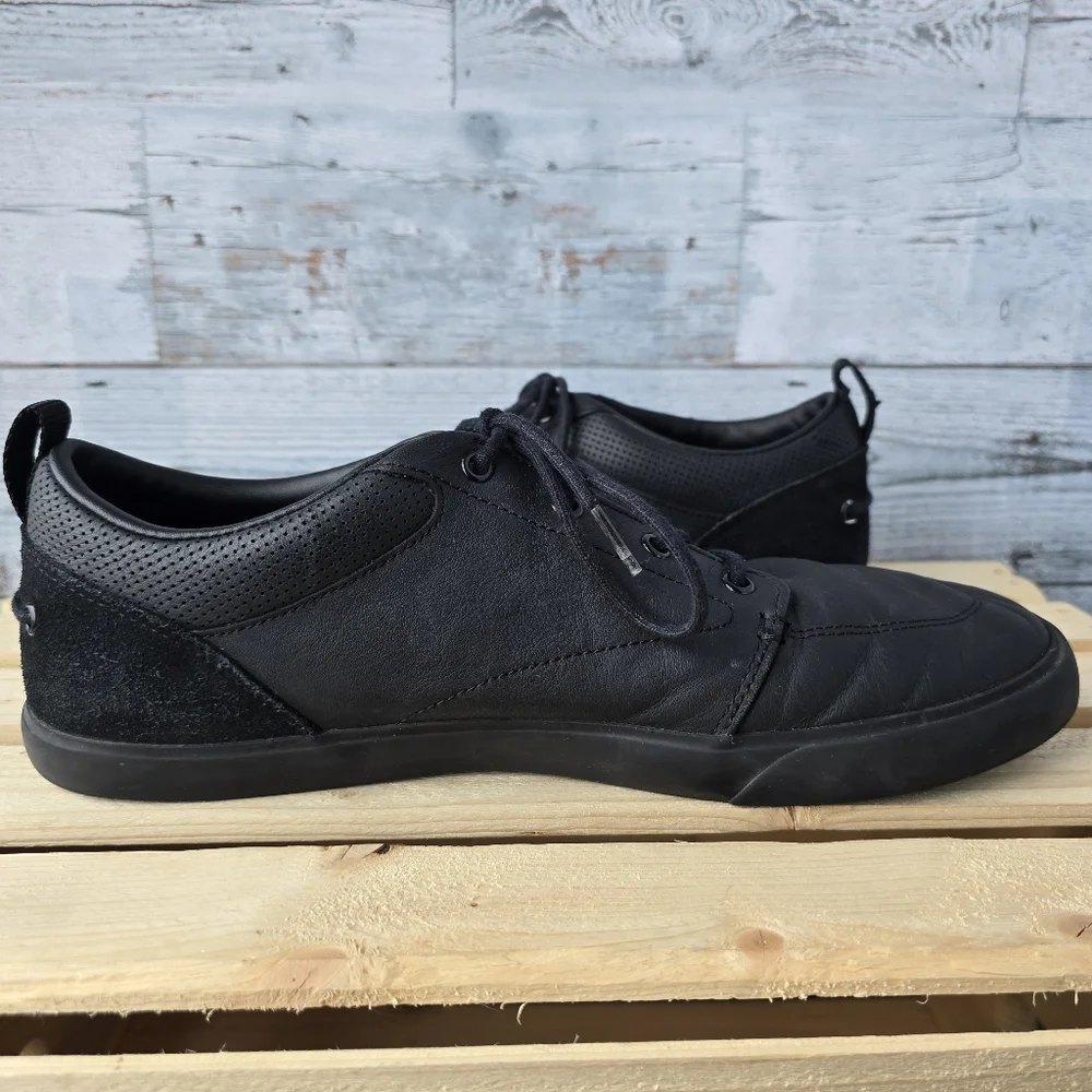 Lacoste Bayliss Black Leather Sneakers Lace Up Mens Size 11 - Picture 7 of 14